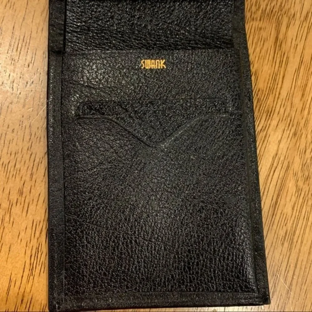 NWOT Swank Genuine Cowhide Black‎ Leather Bifold Wallet